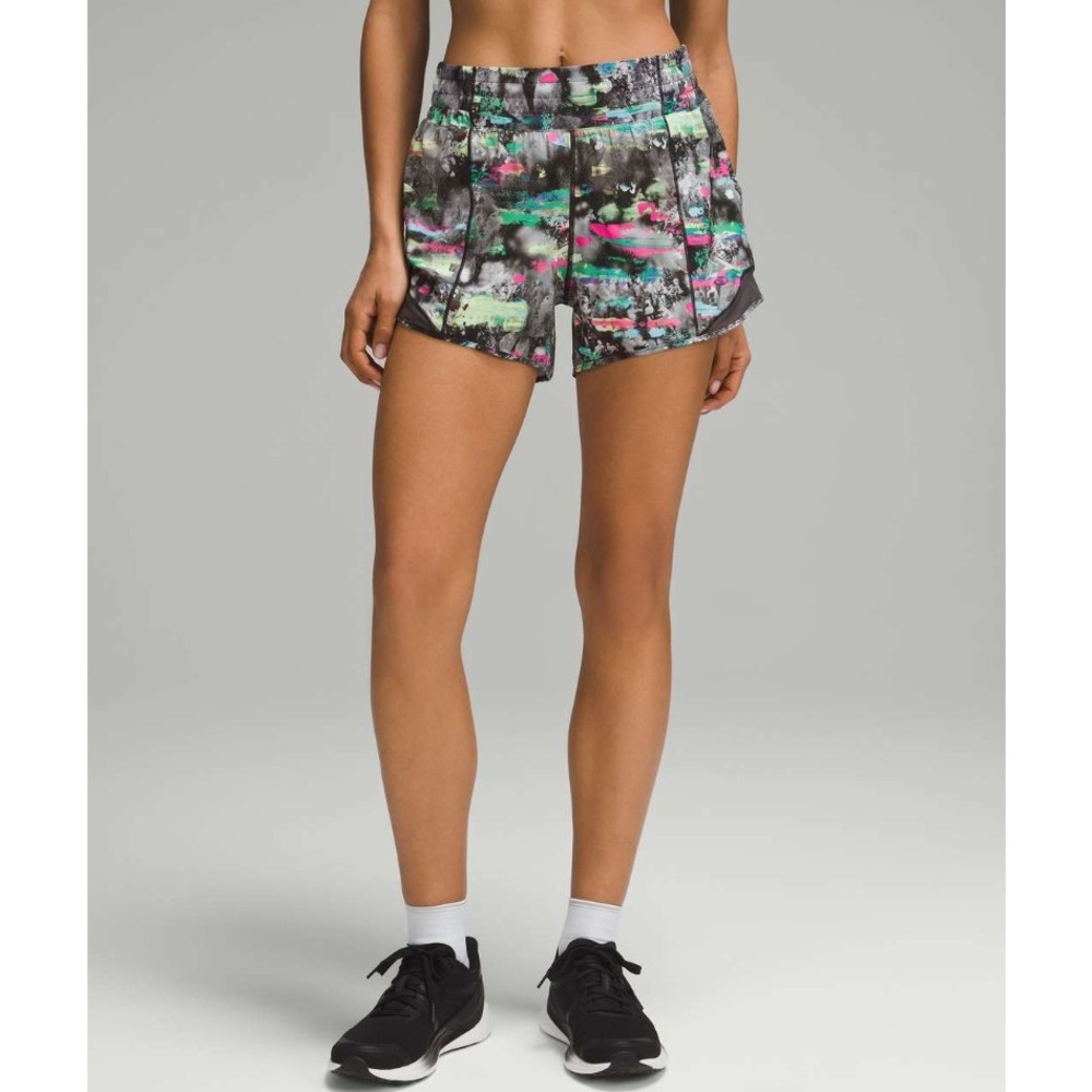 Lululemon Hotty Hot High-Rise Lined Short 3" Multi Abstract Print Womens Size 0